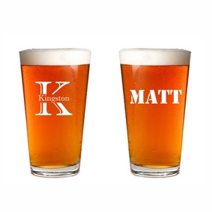 Groomsmen Gift, Custom pint glass, Pint glasses, Monogram Glass, Personalized Beer Glass, Dad gift, Wedding gift, Beer Gift, Gift for him