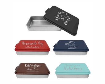 Custom Engraved Cake Pan, 9x13 Aluminum Cake Pan with Engraved Lid, Personalized Metal Cake Pan, Wedding, Mother's Day Gift, baking gifts