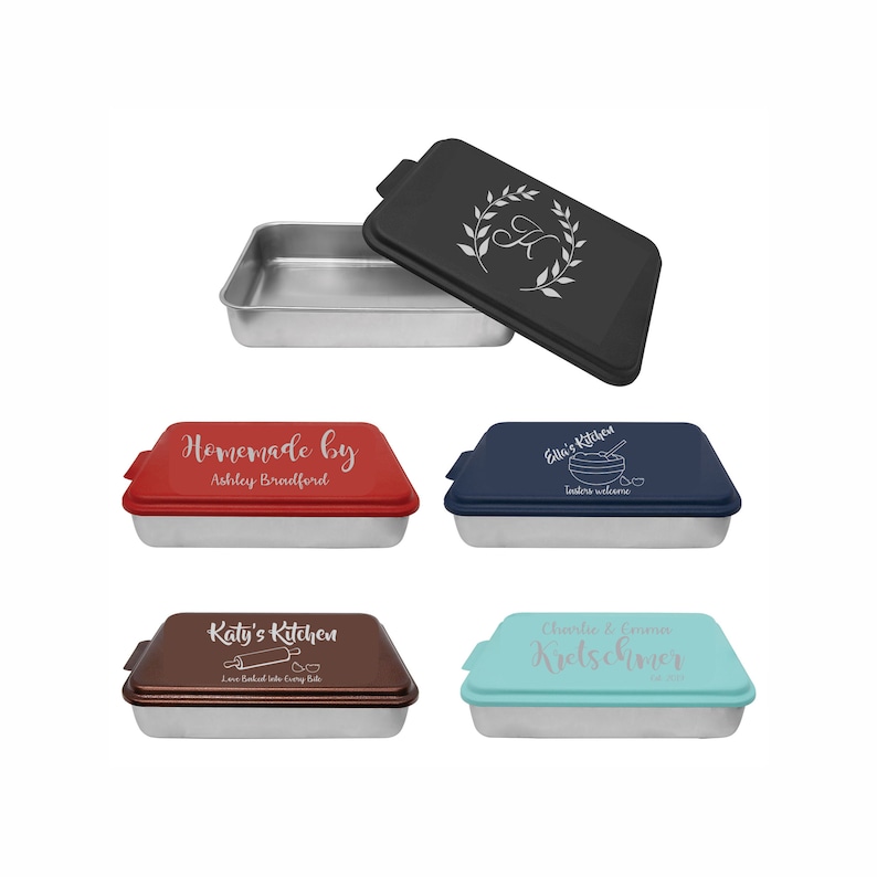 Custom Engraved Cake Pan, 9x13 Aluminum Cake Pan with Engraved Lid, Personalized Metal Cake Pan, Wedding, Mother's Day Gift, baking gifts