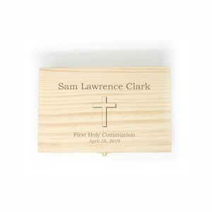 1st Communion Gift, Holy Communion, Confirmation, Engraved Keepsake Box, Treasure Box,  Personalized Baptism Gift, Custom Christening Gift
