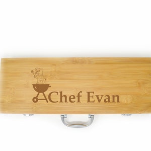 Personalized Bamboo Grill Set, BBQ Tool Set Engraved, Grill Gift, BBQ Grilling Tools, BBQ Set, Barbecue Gift, Grill Case, Grill Gift Idea