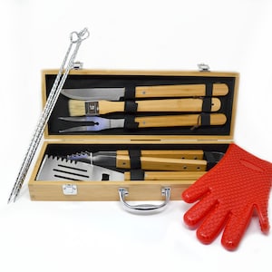 Bamboo Grill Set Newlyweds, BBQ Tool Set Engraved, Wedding Gift, BBQ Grilling Tools, BBQ Set, Barbecue Gift, Grill Case, Grill Gift Idea