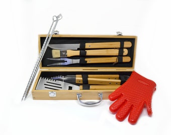 Bamboo Grill Set Newlyweds, BBQ Tool Set Engraved, Wedding Gift, BBQ Grilling Tools, BBQ Set, Barbecue Gift, Grill Case, Grill Gift Idea
