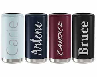 Personalized Slim Can Cooler | Custom Hard Seltzer Holder | Personalized Bridesmaid Gift | Maid of Honor Gift l Drink Holder skinny tumbler