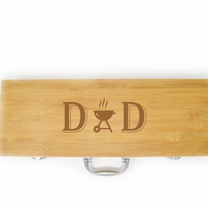 Fathers day, 11 piece Personalized Bamboo Grill Set, BBQ Tool Set Engraved, BBQ Grilling Tools, BBQ, Barbecue Gift, Grill Case, GrillGift