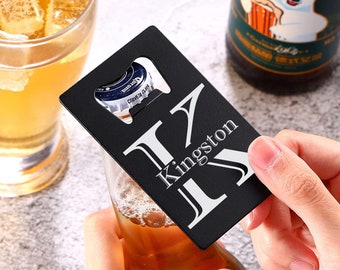 Black Personalized Credit Card Bottle Opener, Wallet Size Bottle Opener, Groomsmen Gift, Usher Gift, Boyfriend, Father's Day, Beer Opener