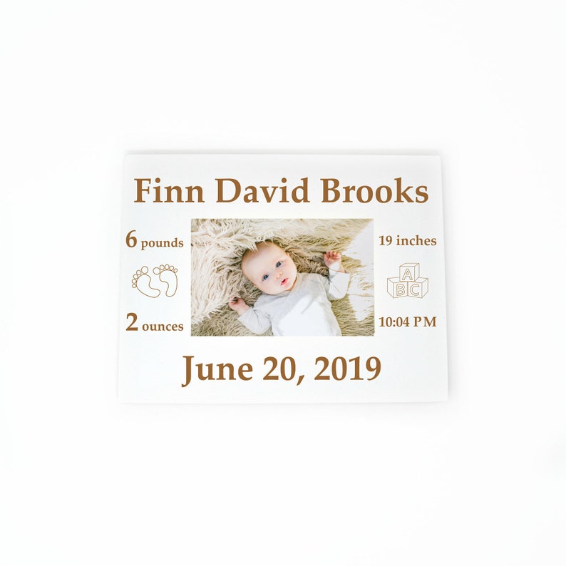 Birth Announcement Frame Personalized Baby Picture New Pas Nursery Stats Gift Newborn