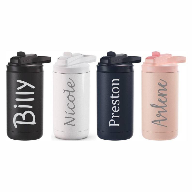 Engraved Kids Water Bottle, Kids Personalized Tumblers, Flower Girl Gift, Ring Bearer Gift, Custom Kids Cup, Children's Water Bottle, Easter image 1