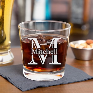 Custom Whiskey Glass, Anniversary Gift, Personalized Monogram Whiskey Glass, Wedding Gift, Groomsmen Gifts, Engraved Whiskey Glass,Boyfriend