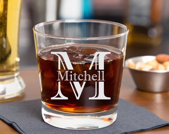 Custom Whiskey Glass, Anniversary Gift, Personalized Monogram Whiskey Glass, Wedding Gift, Groomsmen Gifts, Engraved Whiskey Glass,Boyfriend