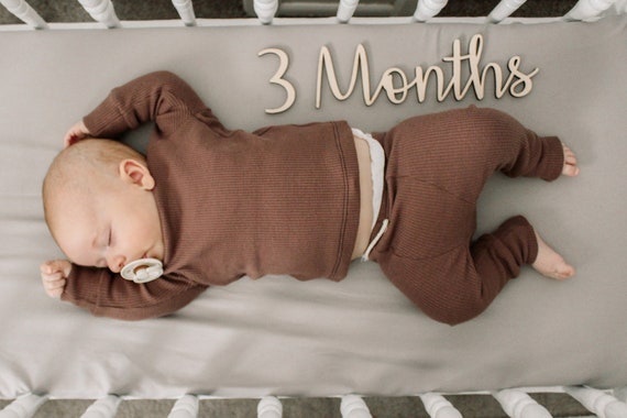 Números de hitos del bebé|Accesorios para fotos de bebé de madera|Tarjeta  de anuncio de nacimiento recién nacido de madera