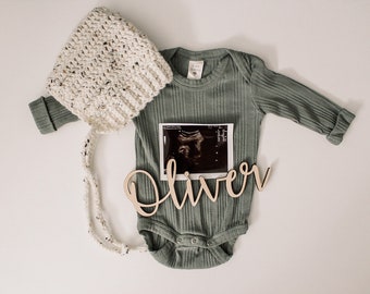 Baby Name Cutout, Birth Announcement Props, Newborn Photo Prop, Baby Name Sign, Baby Name Reveal, Wooden Name Cutout, Wooden Baby Name