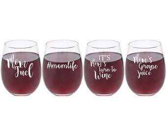 Gift for Mom, Mother's Day Gift, Stemless Wine Glass Mom, Grandma wine glass, Mom Glass, mom wine glass, Mom Gift, Wine lover gift, Custom