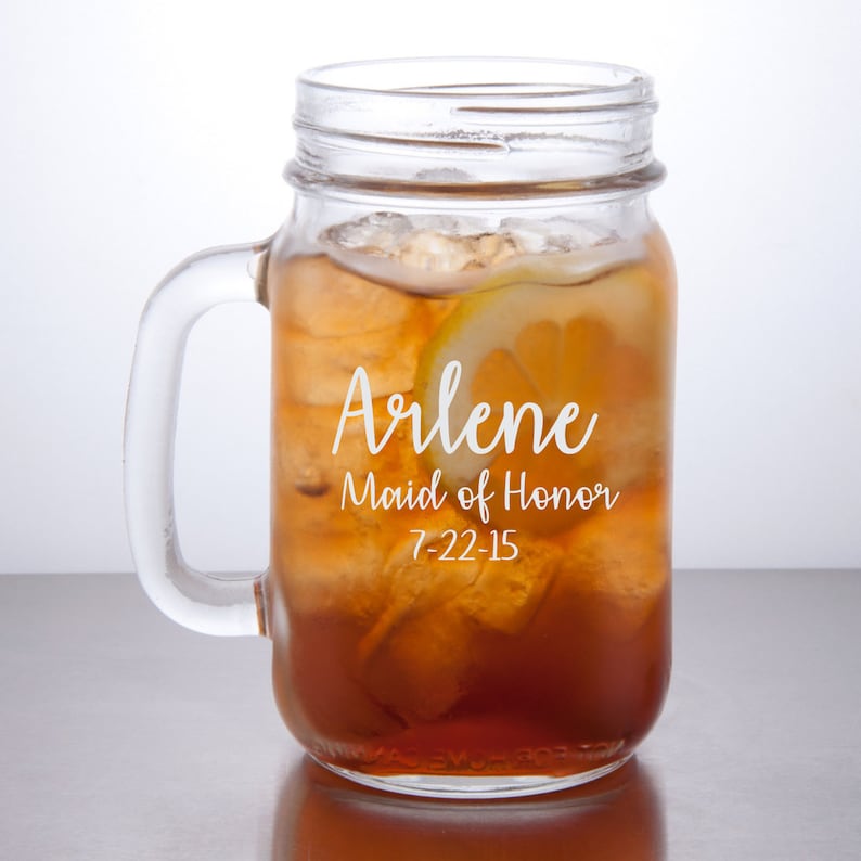 Personalized mason jar mugs, Personalized Mug Glasses, Wedding Glasses, Groomsmen gifts, Gift for Best Man, Groomsman, Bridesmaid, Bride image 3