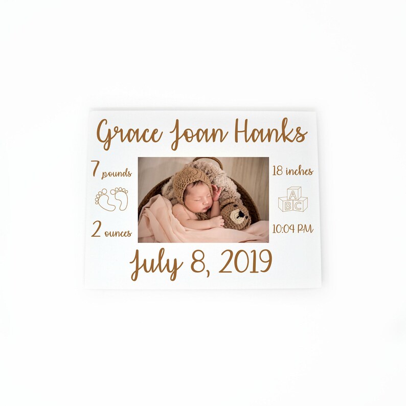 Birth Announcement Frame Personalized Baby Picture New Pas Nursery Stats Gift Newborn