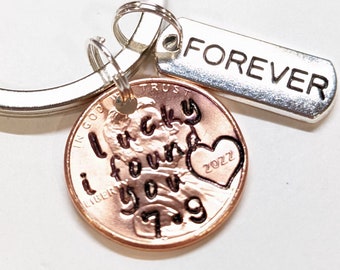 Lucky I Found You Penny Keychain, Anniversary Gift, Husband, Girlfriend, Wife, Birthday for Her, Him, Wedding, Christmas, Valentine's Day