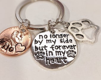Personalized Dog, Cat Remembrance Keychain, Forever in My Heart, Custom Name Penny Charm