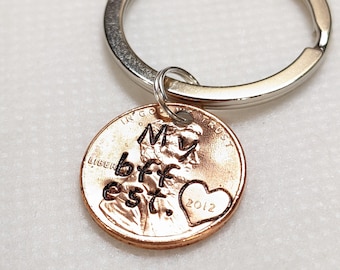 Personalized, Best Friend, Penny Keychain, My BFF, Friendship, Besties, For Best Friends, Custom Gifts, for Coworker, Best Sellers, Keychain