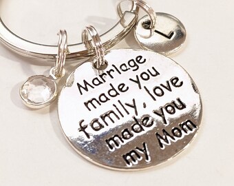 Wedding, Engagement, Mother In Law, Marraige Made you Family, Love Made You My Mom, Quote Charm Keychain, For Mother In Law on Wedding Day