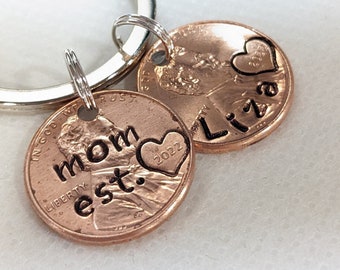 Personalized Authentic US Penny Keychain, New Mom, First Mother's Day, for Mom, from Child, Wife, from Daughter, Mother's Day from kids