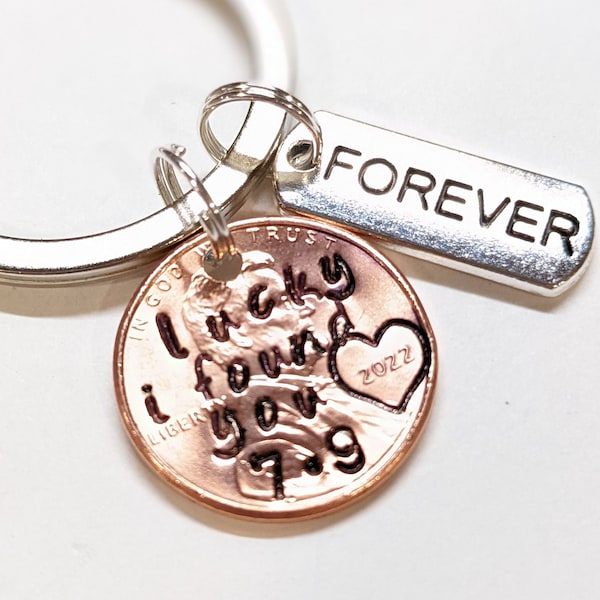 Lucky I Found You Penny Keychain, Anniversary Gift, Husband, Girlfriend, Wife, Birthday for Her, Him, Wedding, Christmas, Valentine's Day