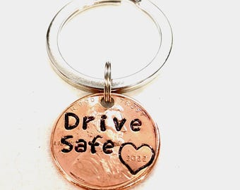 Keychain for New Car, New Driver Gift, Drive Safe Penny Keychain, Gifts for Teens,  Gift for Teenager, 16th Birthday Gift for teen driver