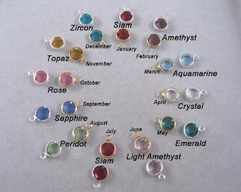 Sterling Silver Birthstone Charm, Crystal Pendant, Add-on Charm