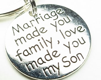 Wedding Gift for Son in Law on Wedding Day, Anniversary Gift for Son in Law, Love Made You Family Keychain for Son in Law, Engagement