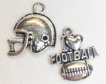 Football Team, Sports Charm, High School Football, Football Lover, Silver add on Charm, Rustic Midwest Charm add ons, Football Helmet