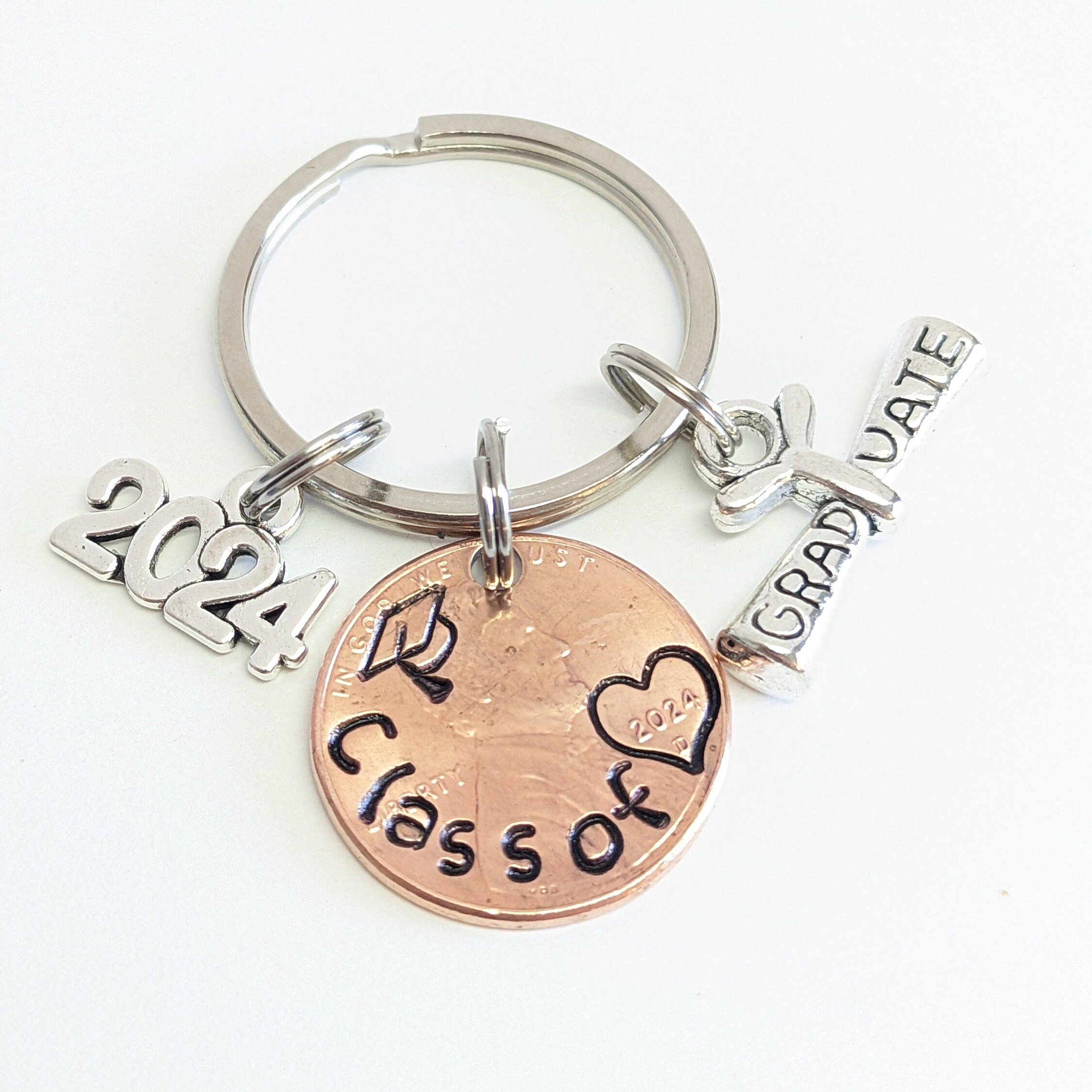 Personalized Yoda With Graduation Cap Keychain - Stainless Steel - Free Name Engraving