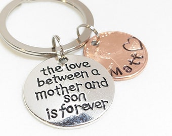 Personalized Mother and Son Keychain Gift, Gift for Son from Mother, Gift to Mother from Son, Mother's Day, Christmas gift for Mom, Custom