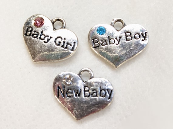Baby Girl Baby Boy New Baby Silver Charms to add on to items in my shop Add on items heart charm newborn gift new parent gift baby