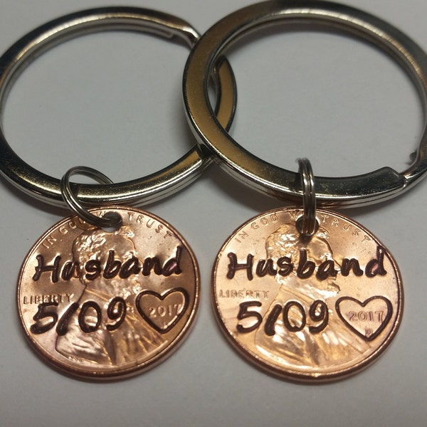 Lucky Penny Wedding Key Chain Gift Set, Gift for Gay Couple, Wedding Gifts, Husband, Groom, Keepsake for Wedding, LGBTQ Wedding Gift