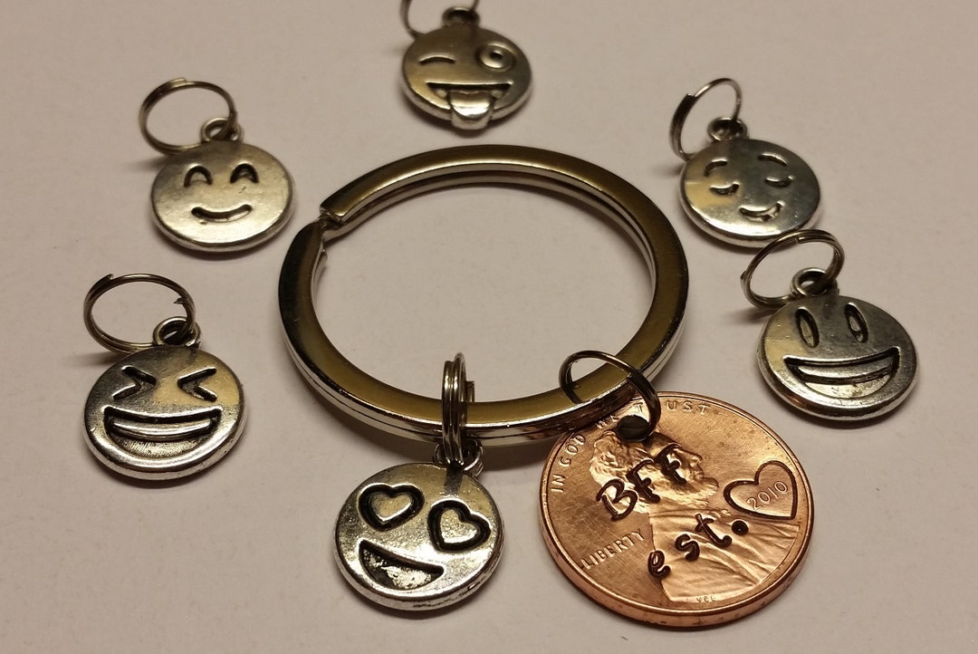 Personalized BFF Emoji Charm Keychain Best Friend Gift Etsy