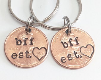 Custom Personalized Bff Penny Keychain, Best Friend Gift, Bff, Birthday for Friend, Bestie, For Her, for spring, friendship, trending 2026