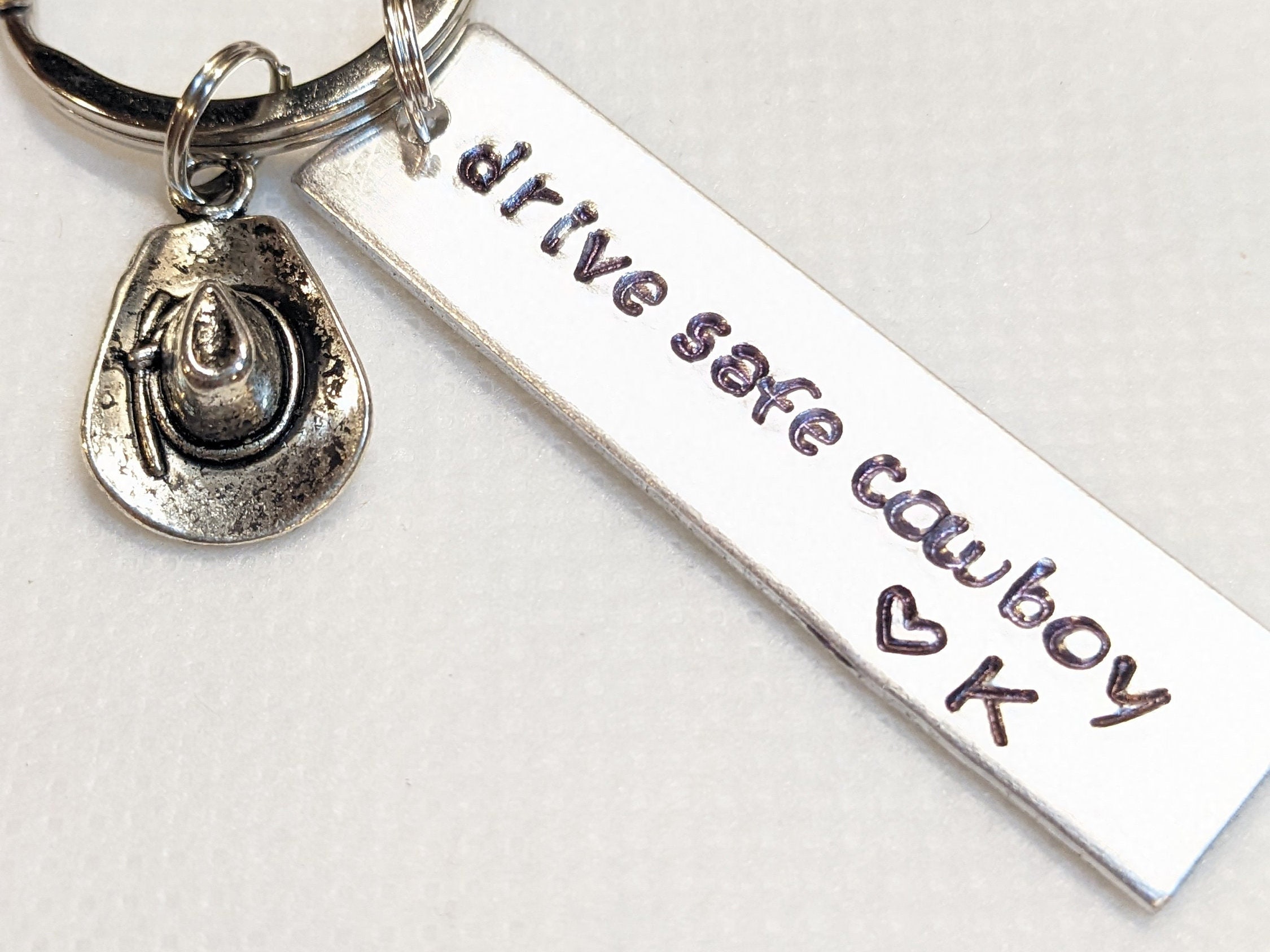 Drive Safe Cowboy Keychain Personalized Gift for Men Cowboy Etsy