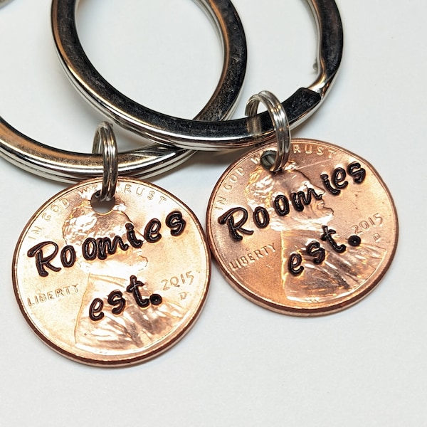 Personalized Roomies Penny Keychain, Gifts for Roommates, College Roommate, Friendship, Roomie, BFF, Best Freinds, New Apartment, Friends