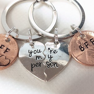 Personalized Keychains, Friendship, My Person, You&#39;re My Person Keychains, Birthday gift for Friend, Christmas Gift for Friend, Besties, BFF
