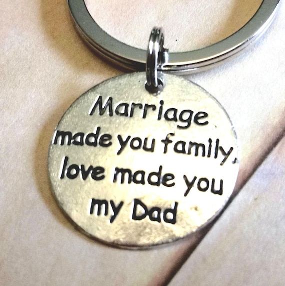 Antique Silver Quote Charm Keychain, Father in Law Wedding Day Gift