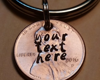 Personalized Penny Keychain, Custom Text, Keychains, Gifts for Him, Gifts for Her, Borthday Gift, Christmas Gift, Boyfriend, Girlfriend