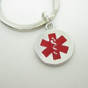 Medical Alert Charm Keychain, Medical Alert, Medical Alert Symbol, Medical Keychain Gift, Diabetic, Health Alert, Emergency Alert