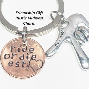 Custom Personalized BFF Penny Keychain, Best Friend Gift, Birthday, Bestie, For Her, Girlfriend, Women, Galentine, Valentine's, ride or die