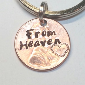 Pennies From Heaven Hand Stamped Lucky Penny, From Heaven Remembrance Gift, Penny Keychain, Unique Gifts, Remembrance for Loved One