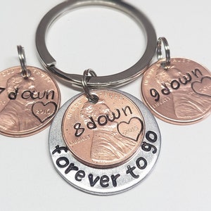 Personalized Forever to Go Penny Keychain, 7 year Anniversary, copper, Boyfriend, Girlfriend, Her, Him, Valentine&#39;s, Wife, Husband, 8th, 7th
