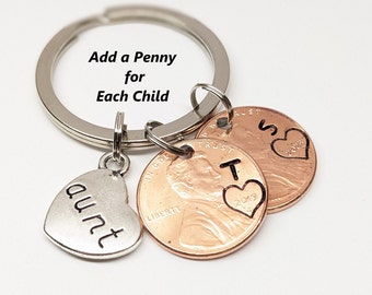 Custom Lucky Penny Aunt Keychain Gift, Christmas gift for Aunt, Birthday, New Baby, Gifts from Niece to Aunt, Nephew to Aunt,Sister,Daughter