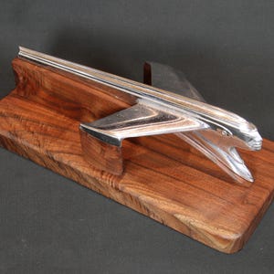 1950 Pontiac Chieftain Hood Ornament Mounted on Walnut