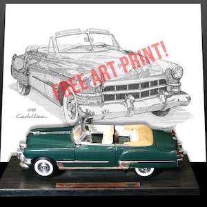 1949 Cadillac Coupe deVille Convertible 1:18 Scale Road Legends with Art Print
