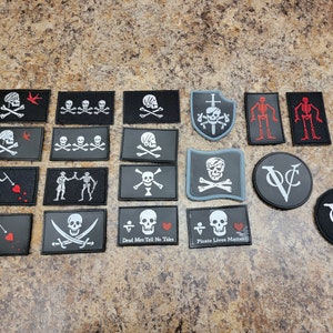 Pirate Flag Patches PVC Velcro Multiple Sizes Morale