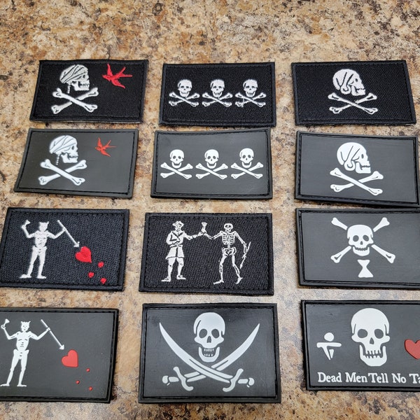 Pirate Flag Patches Blackbeard PVC Rubber or embroidered