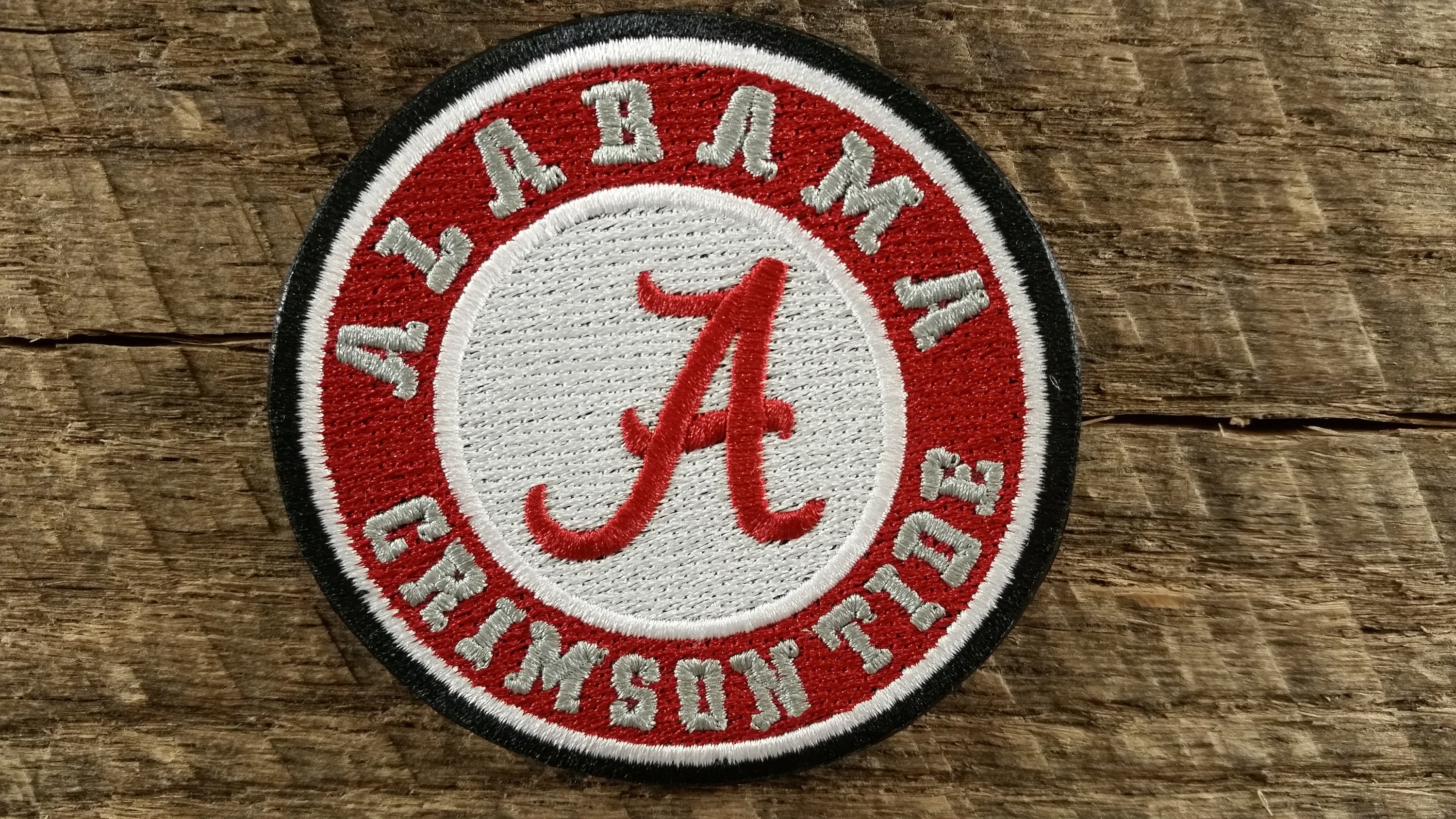 Alabama Crimson Tide Round Primary Team Logo Iron On Embroidered Patch 